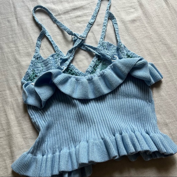 House of Sunny Palma Blue Crochet Knit Ruffle Tank *RARE FIND!!!* - Picture 5 of 8